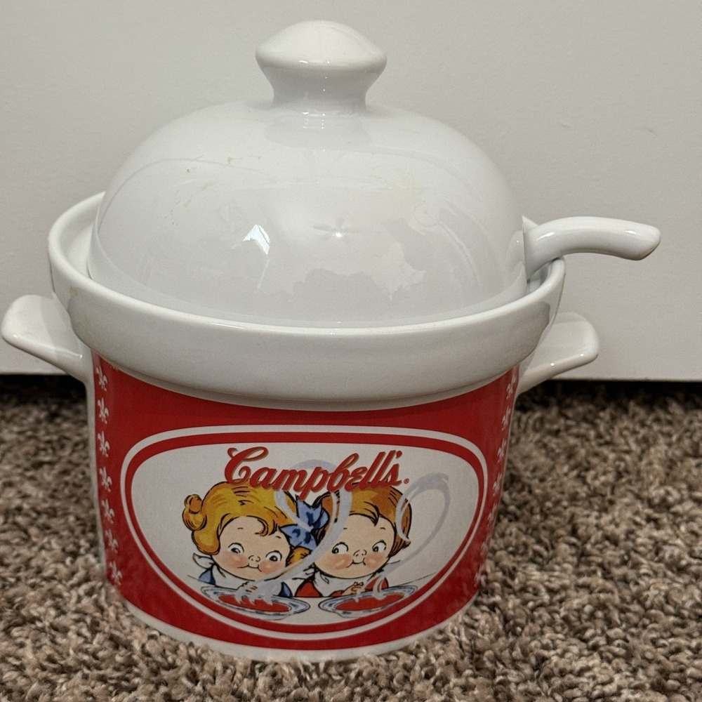 Campbell's 2004 Soup Tureen Serving Bowl with Lid and Ladle Houston‎ Harvest